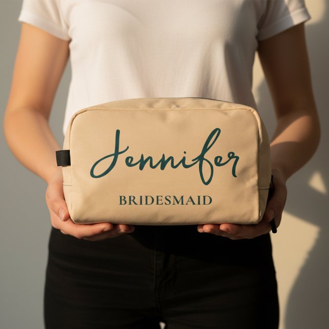 Trousse De Toilette Trousse de Maquillage Personnalisée pour Demoisell (Elegant Wedding Cosmetic Pouch – Personalized Bridesmaid Thank You Gift | Engagement Party Favor)
