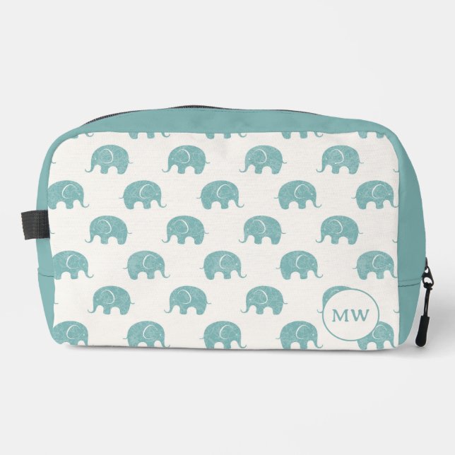 Trousse De Toilette Turquoise Cute Elephant Motif (Recto)