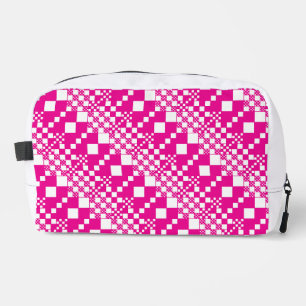 Trousse De Toilette Vérifié, damiers en magenta et blanc