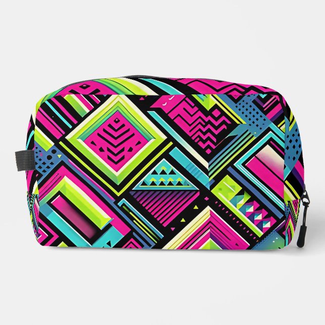 Trousse De Toilette Vibes rétro géométriques néons (Recto)