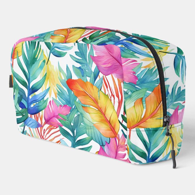 Trousse De Toilette Vibrant aquarelle Tropical Jungle Feuilles (Coin droit)