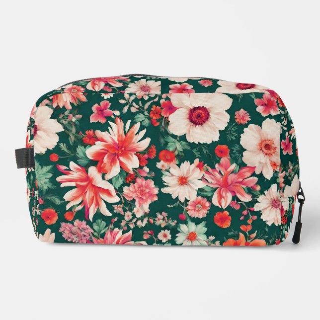 Trousse De Toilette Vibrant rose-rouge et Fleurs blanches délicates (Recto)