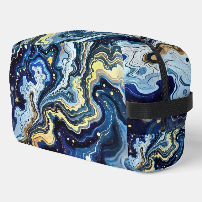 Trousse De Toilette Vibrant Swirls of Blue and Gold 5 (Coin gauche)