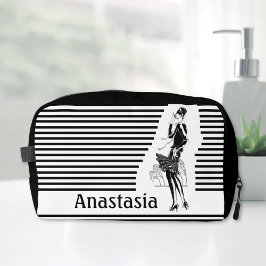 Trousse De Toilette Vintage dame en noir et blanc