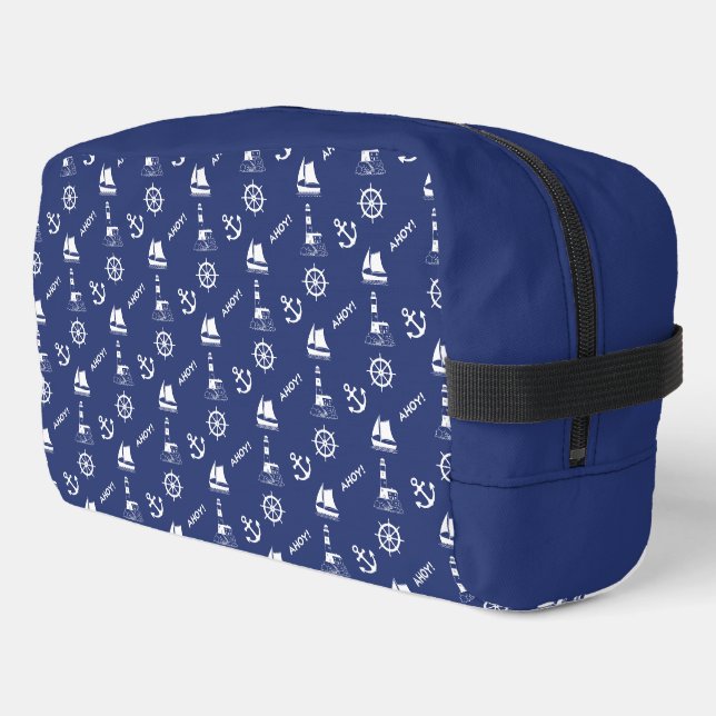 Trousse De Toilette Voile Illustrant Sml Ptn Blanc+Bleu Marine (Coin gauche)
