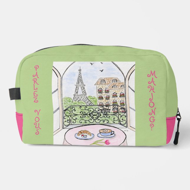Trousse De Toilette Whimsical Paris Eiffel Tower MAHJONG Zip Tile Bag (Recto)