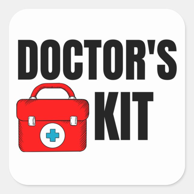 Trousse médicale carré autocollant (Devant)