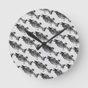 Trout, bass, and crappie three fish favorites ro runde wanduhr