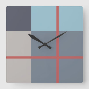 Trout Blue Gray Cotton Seed Orange Red Pattern Quadratische Wanduhr