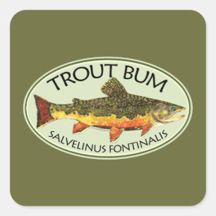 TROUT BUM - Bach Foreut Brookie Fischen Quadratischer Aufkleber