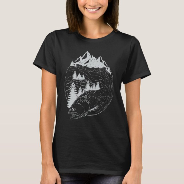 Trout Fly Fishing Nature Outdoor Rainbow Trout Fis T-Shirt (Vorderseite)