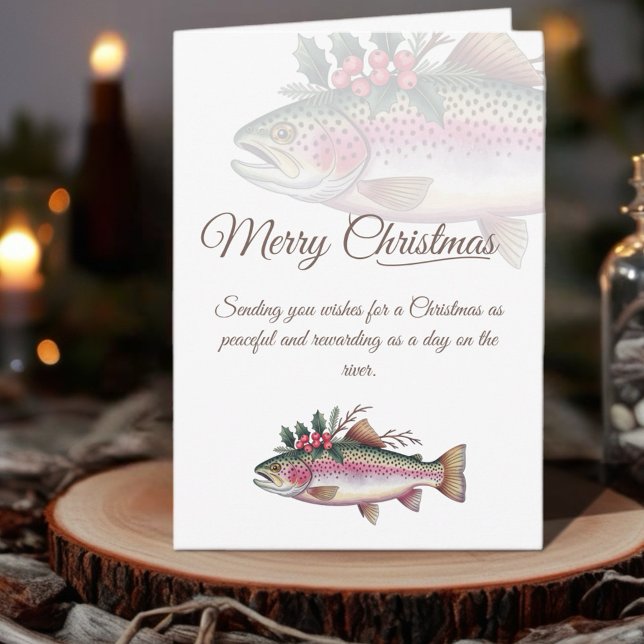 Trout Merry Christmas Invite Feiertagskarte (Celebrate the holiday season with our Fishing-Themed Christmas Cards collection! )