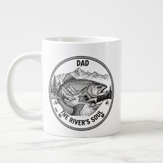 Trout Mountain Szene Vintage Angelkunst Jumbo-Tasse