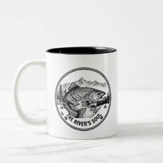 Trout Mountain Szene Vintage Anglerkunst Zweifarbige Tasse
