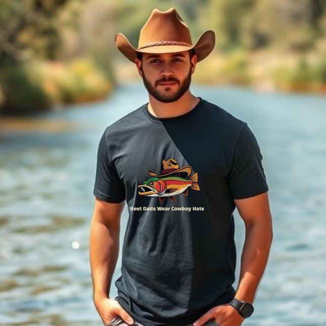 Trout Reel Vaters Wear Cowboy Hats Funny T-Shirt (Bass Fish Reel Dads Wear Cowboy Hats- Funny Father day t shirt
)
