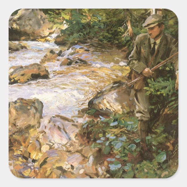 Trout Stream in Tirol von John Singer Sargent Quadratischer Aufkleber (Vorderseite)