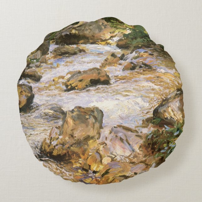 Trout Stream in Tirol von John Singer Sargent Rundes Kissen (Rückseite)