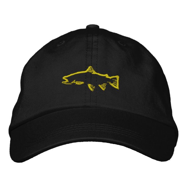 Trout Tracker Hat - Gelb Bestickte Baseballkappe (Vorderseite)