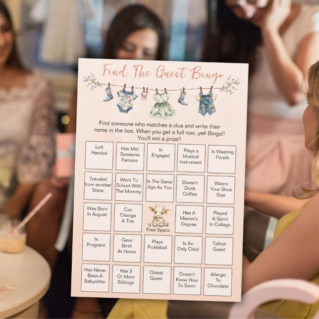 Trouvez La Carte De Bingo Du Baby shower Invité (Créateur téléchargé)