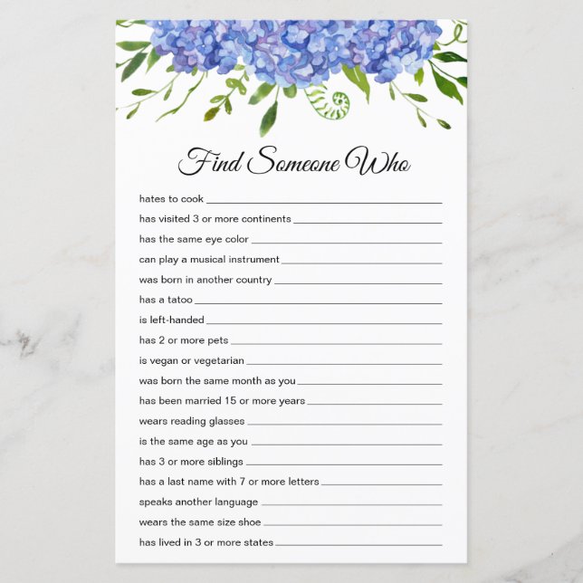 Trouvez quelqu'un qui feuille de papier (Devant)