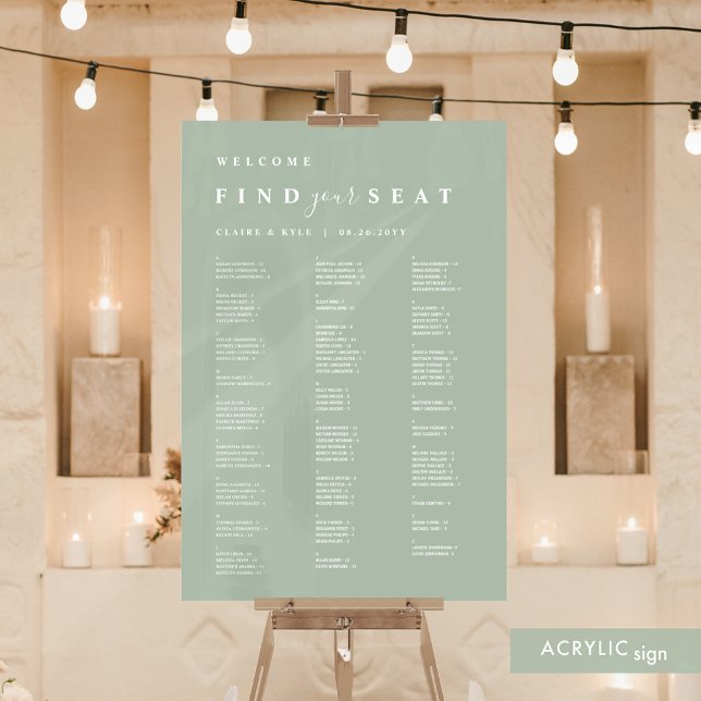 Trouvez votre siège Pale Green Alphabétique Siège (Créateur téléchargé)