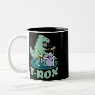 TROX Rocking Tyrannosaurus Drum Dinosaur Funny TRe Zweifarbige Tasse