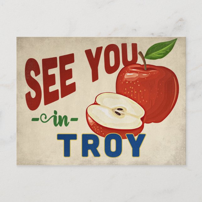 Troy Michigan Apple - Vintage Travel Postkarte (Vorderseite)