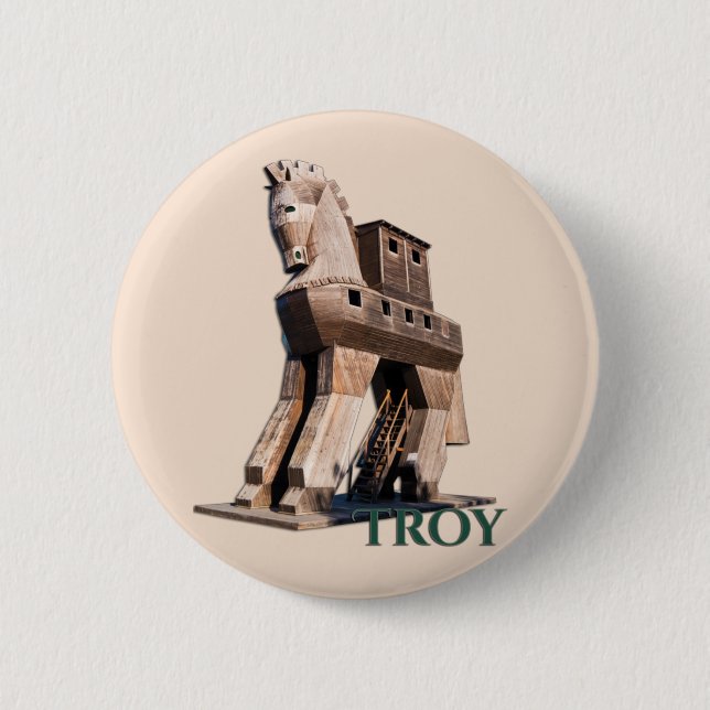 Troy: Trojanisches Pferd Button (Vorderseite)
