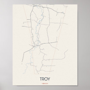 Troy, Vermont Straßenkarte Poster –