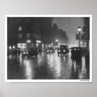 TRÜBE STADTANSICHT RADIERUNG VINTAGE 1930 POSTER