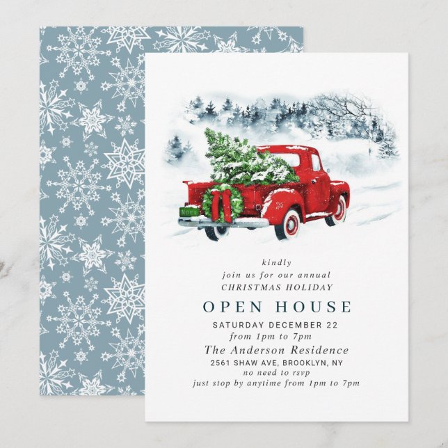 Truck CHRISTMAS HOLIDAY OFFENES HAUS Einladung (Vorne/Hinten)