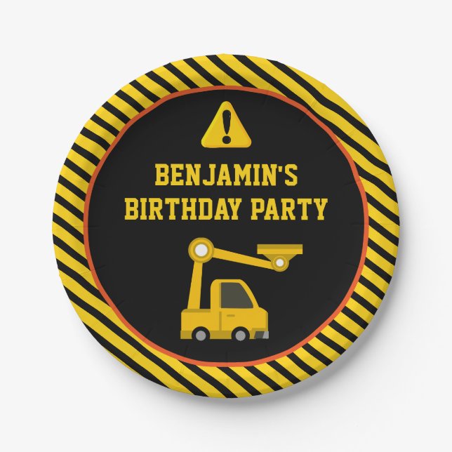 Truck Construction Birthday Party Pappteller (Vorderseite)