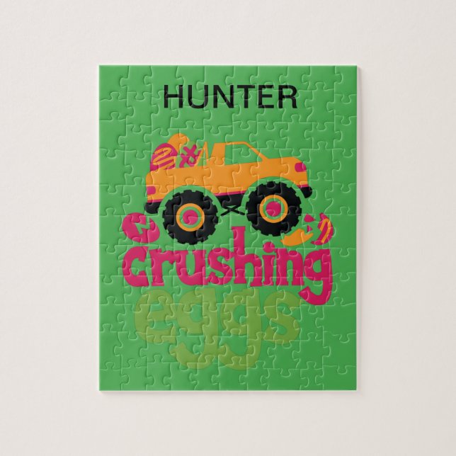 "TRUCK CRUSHING EIER" PUZZLE PERSONALISIERT. (Vertikal)
