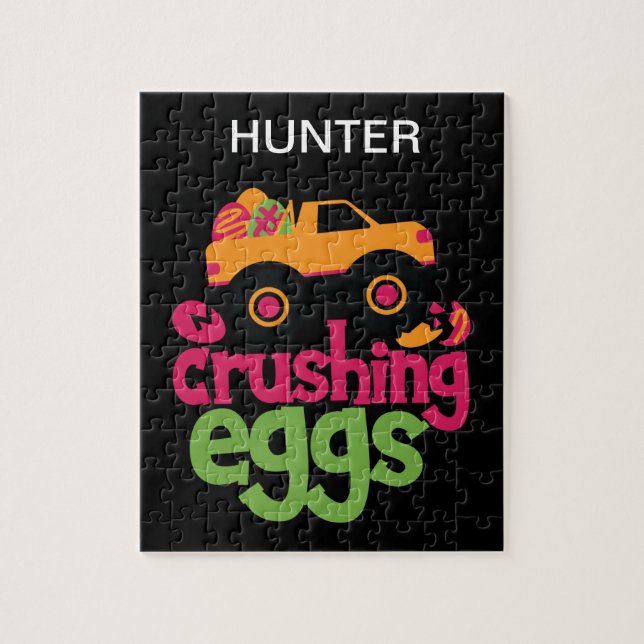 "TRUCK CRUSHING EIER" PUZZLE PERSONALISIERT. (Vertikal)