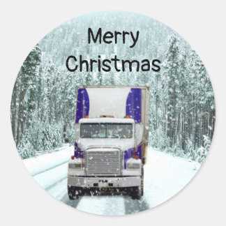 Truck Driver Christmas Runder Aufkleber