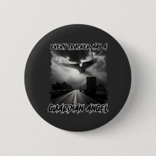 Truck Driver Guardian Angel Road Protection Faith Button