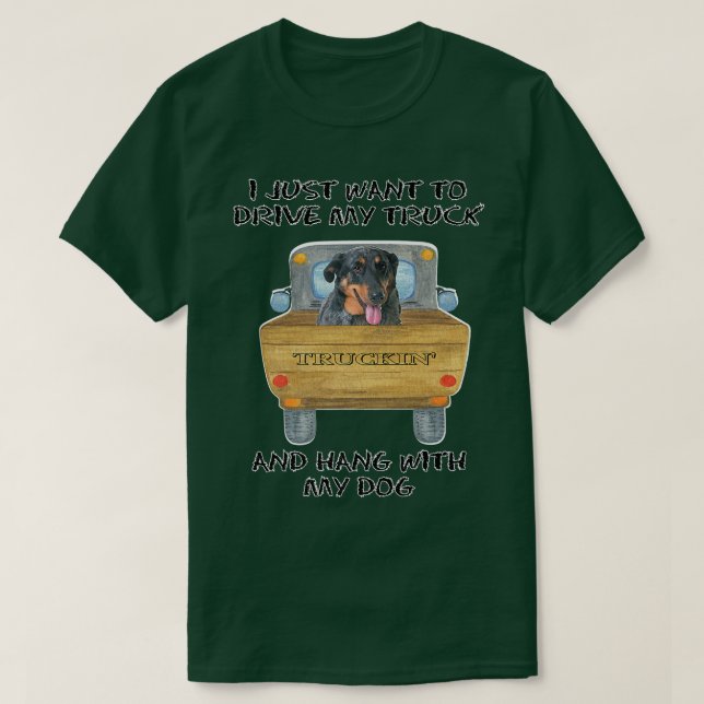 Truck Driving Dog Beauceron  T-Shirt (Design vorne)