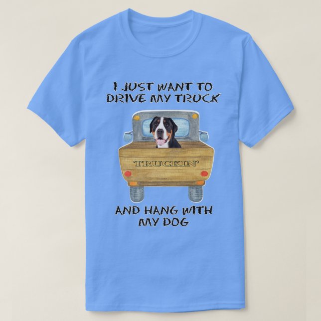 Truck Driving Dog Greater Swiss Mountain Dog  T-Shirt (Design vorne)
