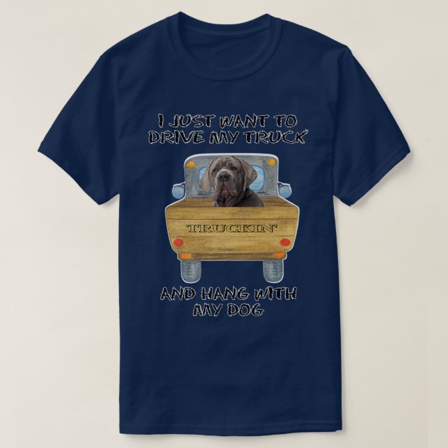 Truck Driving Dog Neopolitan Mastiff  T-Shirt (Design vorne)