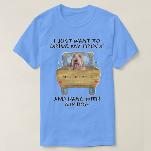 Truck Driving Dog Petits Bassets Griffons Vendeen T-Shirt (Design vorne)