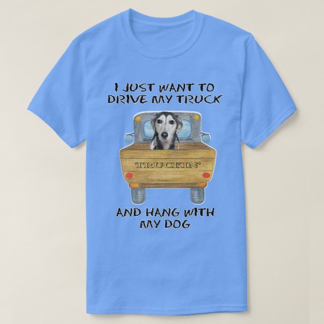 Truck Driving Dog Saluki  T-Shirt (Design vorne)