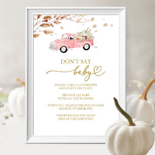 Truck Fall Girl Baby Shower Dont Say Baby Spiel Poster