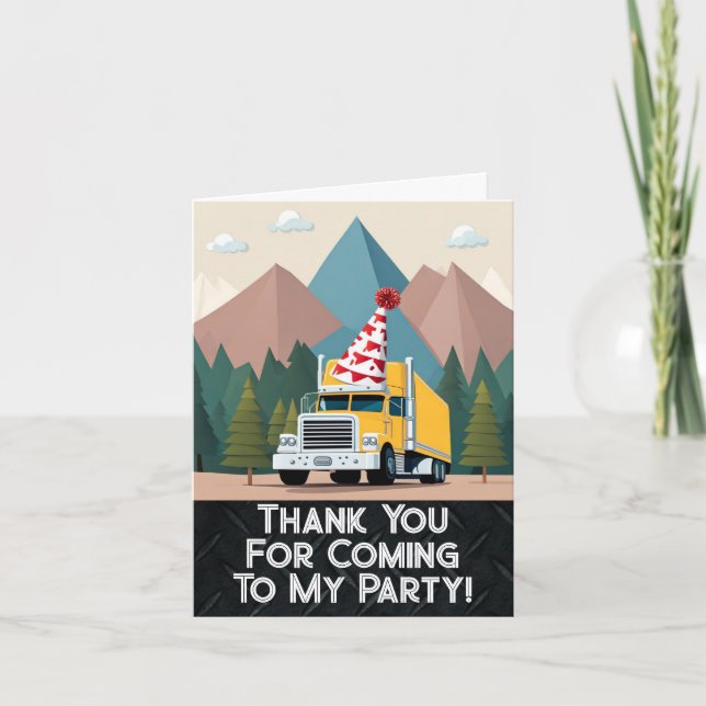Truck Happy Birthday Party Funny Transport Dankeskarte (Vorderseite)