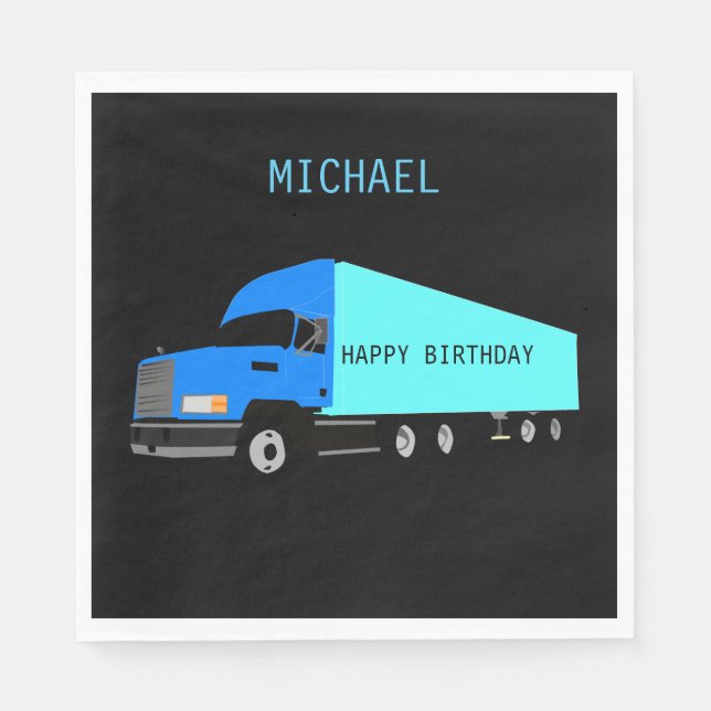"TRUCK" Joyeux serviettes en papier pour garçons. (Devant)