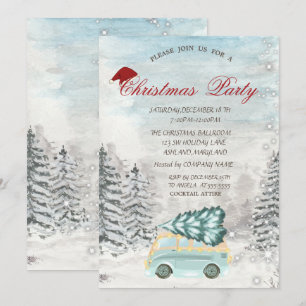 Truck Pine Tree Forest Weihnachtsfest Party Einladung