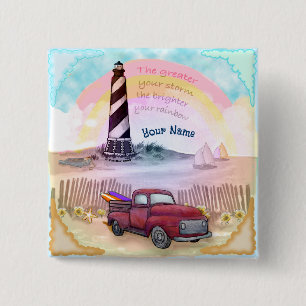 Truck Stormy Lighthouse Button