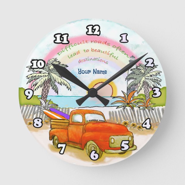 Truck Surfer Leuchtturm   Uhr (Vorderseite)
