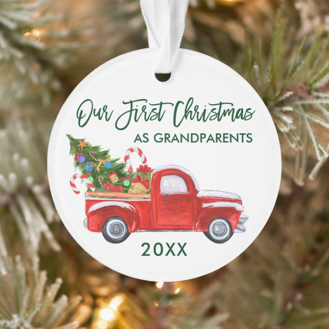 Truck Tree Unsere ersten Weihnachten als Großelter Ornament (Baum)