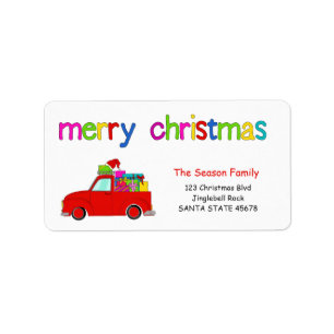 Truck und Geschenke Weihnachtslabel Frohe Weihnach Adressaufkleber