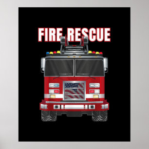 Truck vom American Fire Rescue Firefighter Departm Poster